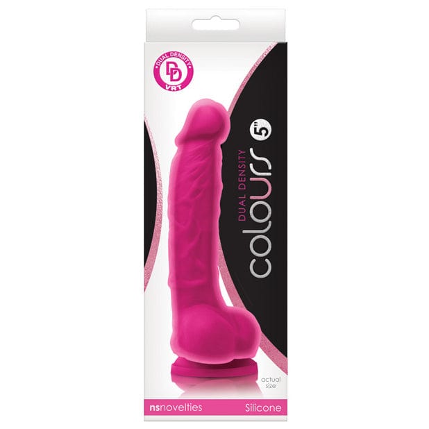 NS Novelties - Colours Dual Density Silicone Realistic Dildo with Balls 5" (Pink) -  Realistic Dildo with suction cup (Non Vibration)  Durio.sg