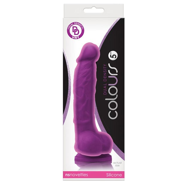 NS Novelties - Colours Dual Density Silicone Realistic Dildo with Balls 5&quot; (Purple) -  Realistic Dildo with suction cup (Non Vibration)  Durio.sg
