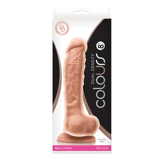 NS Novelties - Colours Dual Density Silicone Realistic Dildo with Balls 8" (Beige) -  Realistic Dildo with suction cup (Non Vibration)  Durio.sg