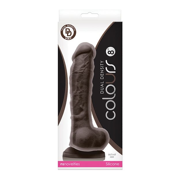 NS Novelties - Colours Dual Density Silicone Realistic Dildo with Balls 8" (Dark Brown) -  Realistic Dildo with suction cup (Non Vibration)  Durio.sg