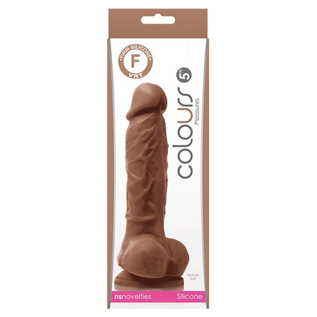 NS Novelties - Colours Pleasures Silicone Realistic Dildo with Balls 5" (Brown) -  Realistic Dildo with suction cup (Non Vibration)  Durio.sg