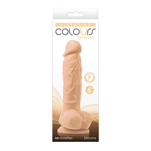 NS Novelties - Colours Pleasures Silicone Vibrating Dildo with Balls 5" (Beige) -  Realistic Dildo with suction cup (Vibration) Rechargeable  Durio.sg