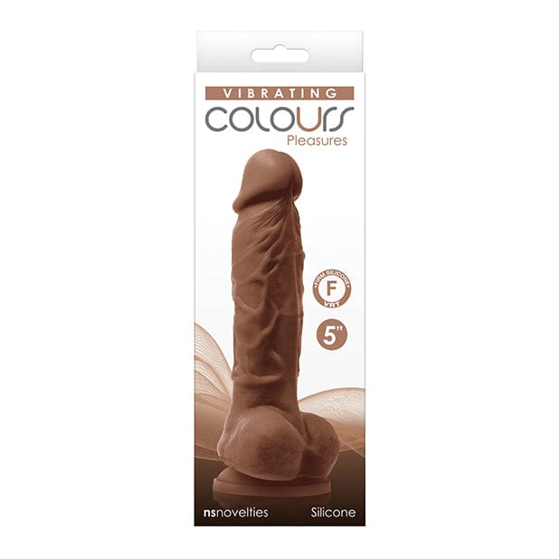 NS Novelties - Colours Pleasures Silicone Vibrating Dildo with Balls 5" (Brown) -  Realistic Dildo with suction cup (Vibration) Rechargeable  Durio.sg