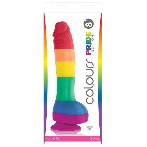 NS Novelties - Colours Pride Edition Silicone Dildo with Suction Cup 8" (Multi Colour) -  Realistic Dildo with suction cup (Non Vibration)  Durio.sg