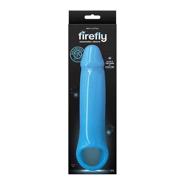 NS Novelties - Firefly Glow in the Dark Fantasy Extension Cock Sleeve Large (Blue) -  Cock Sleeves (Non Vibration)  Durio.sg