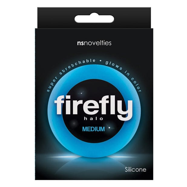 NS Novelties - Firefly Glow in the Dark Silicone Halo Cock Ring Medium (Blue) -  Silicone Cock Ring (Non Vibration)  Durio.sg