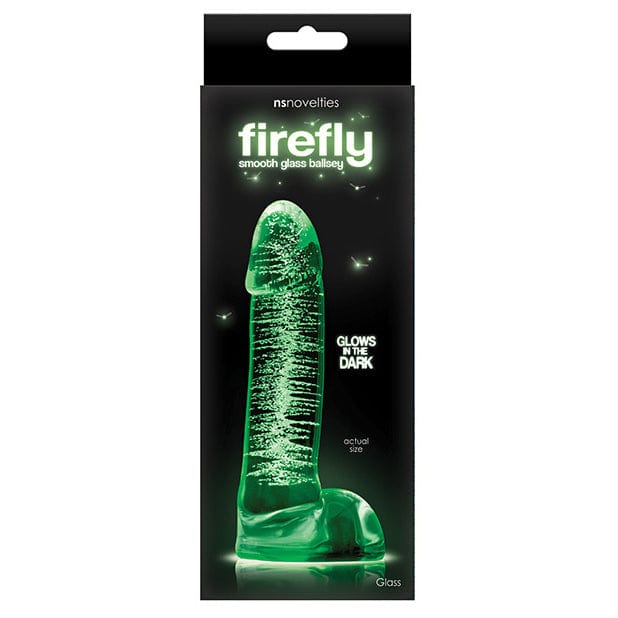 NS Novelties - Firefly Glow in the Dark Smooth Glass Ballsey Dildo 4" (Clear) -  Glass Dildo (Non Vibration)  Durio.sg
