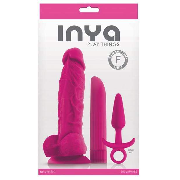 NS Novelties - INYA Silicone Play Things Set of Plug Dildo and Vibrator (Pink) -  Couples Set  Durio.sg