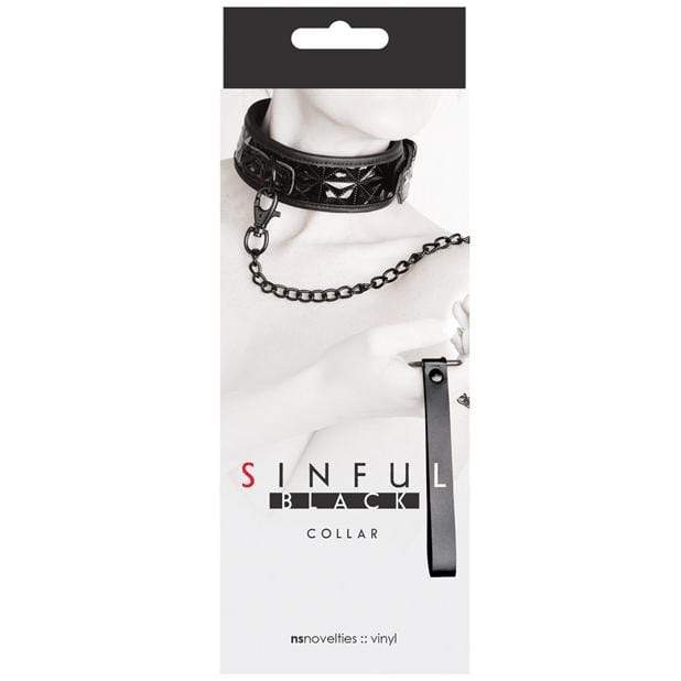 NS Novelties - Sinful Collar with Leash (Black) -  Leash  Durio.sg