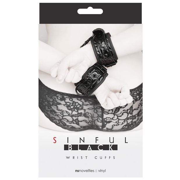 NS Novelties - Sinful Wrist Cuffs (Black) -  Hand/Leg Cuffs  Durio.sg