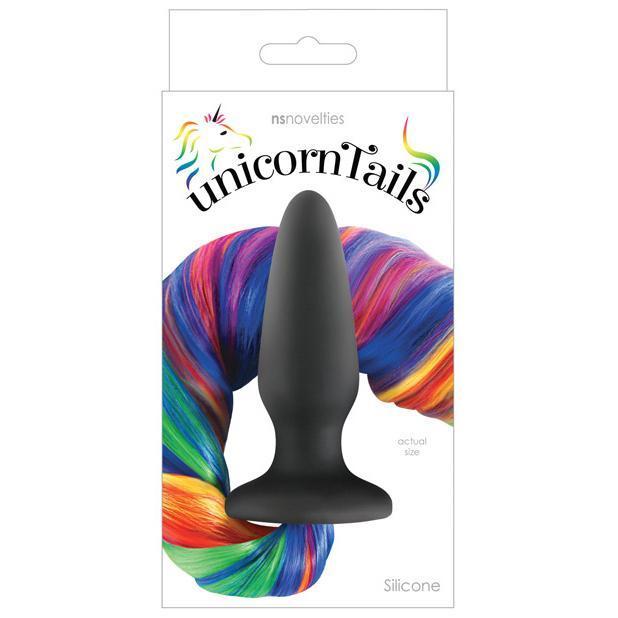 NS Novelties - Unicorn Tails Silicone Butt Plug (Black/Rainbow) -  Anal Plug (Non Vibration)  Durio.sg