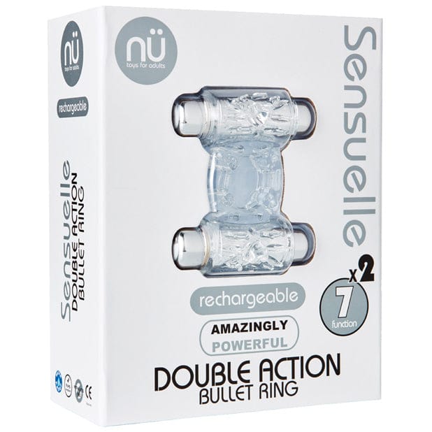 NU - Sensuelle Double Action Bullet Vibrating Cock Ring (Clear) -  Rubber Cock Ring (Vibration) Rechargeable  Durio.sg