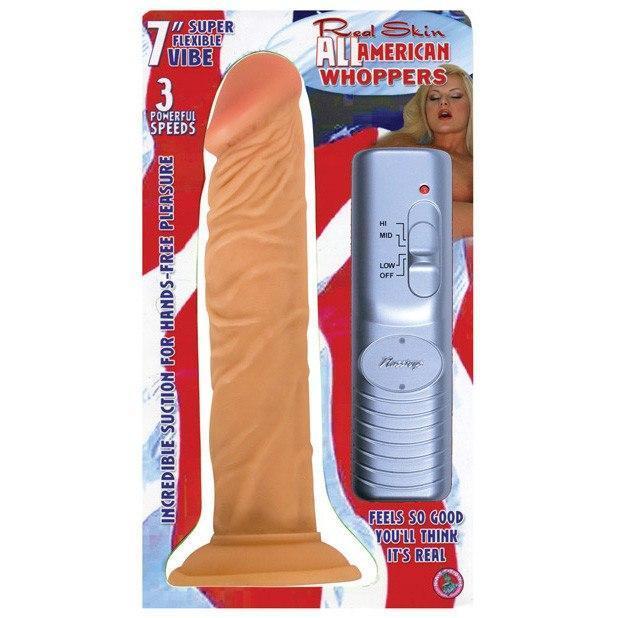 Nasstoys - Real Skin All American Whoppers 7&quot; Vibrating (Beige) -  Realistic Dildo with suction cup (Vibration) Non Rechargeable  Durio.sg
