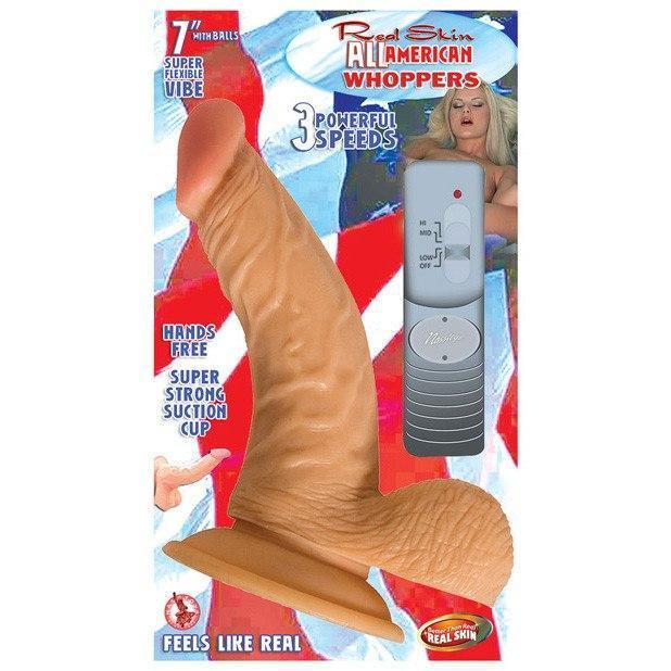 Nasstoys - Real Skin All American Whoppers Curved 7&quot; with Balls (Beige) -  Realistic Dildo with suction cup (Vibration) Non Rechargeable  Durio.sg