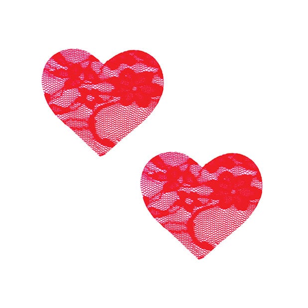 Neva Nude - Black Light Lace Heart Pasties Nipple Covers O/S (Red) -  Nipple Covers  Durio.sg