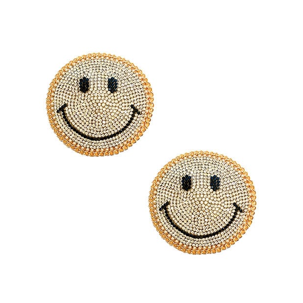 Neva Nude - Burlesque Smile Face Jewel Reusable Silicone Pasties Nipple Covers O/S (Gold) -  Nipple Covers  Durio.sg