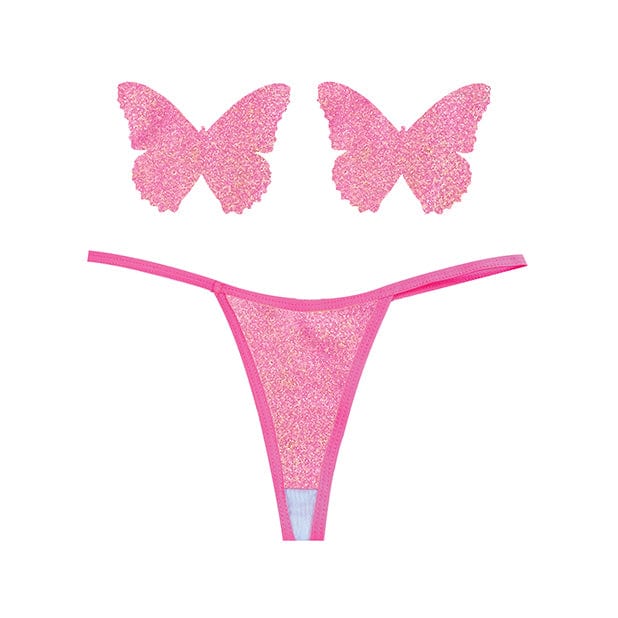 Neva Nude - Naughty Knix Bella Rosa Shimmer G String and Pasties Nipple Covers Set O/S (Soft Pink) -  Nipple Covers  Durio.sg