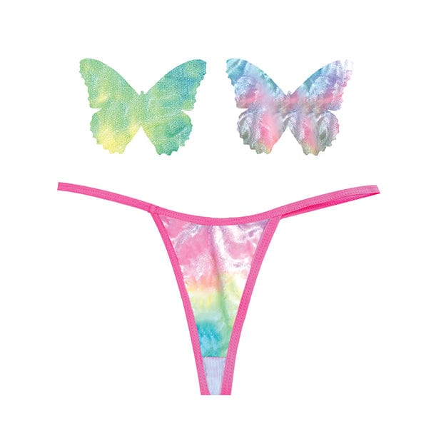 Neva Nude - Naughty Knix Rainbow Sherbet Velvet G String with Butterfly Pasties O/S (Rainbow) -  Nipple Covers  Durio.sg