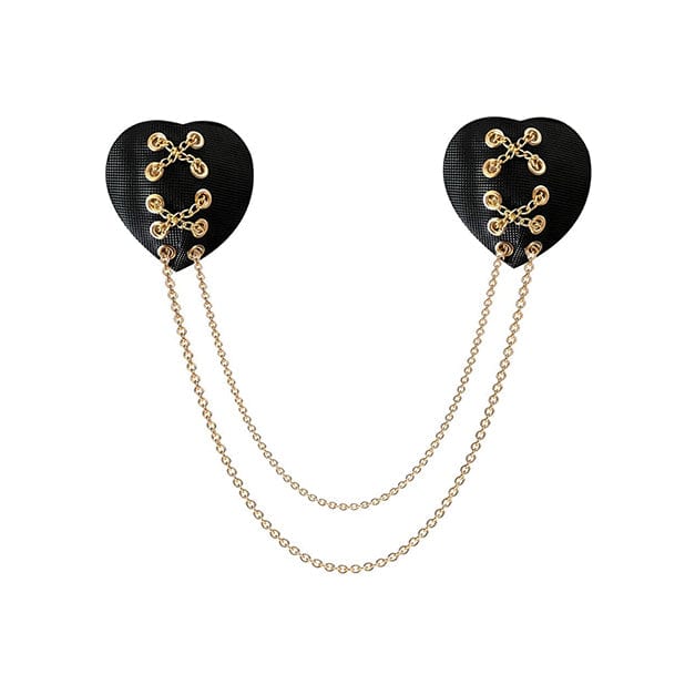Neva Nude - Two Heart Chained Pasties Nipple Covers O/S (Black) -  Nipple Covers  Durio.sg