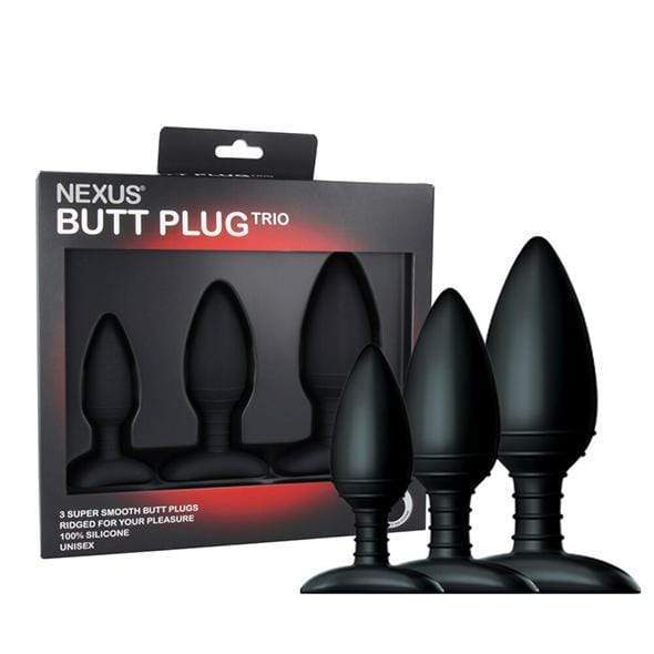 Nexus - Unisex Silicone Butt Plug Trio (Black) -  Anal Plug (Non Vibration)  Durio.sg