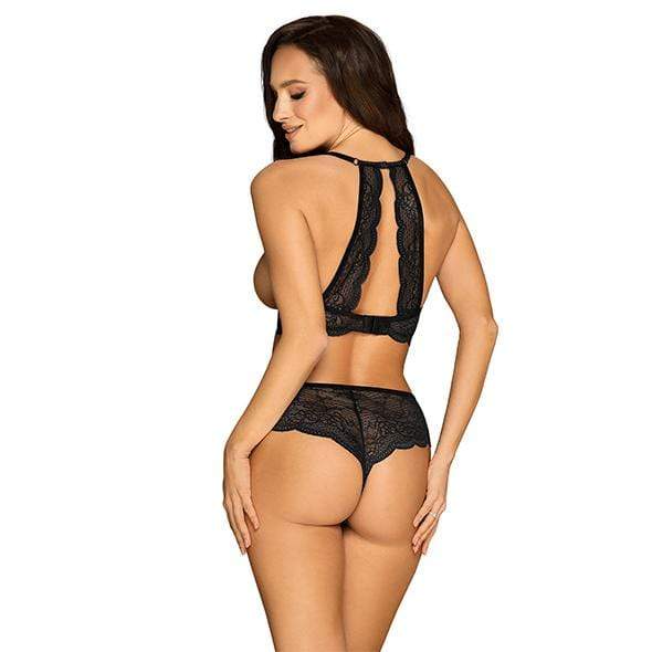 Obsessive - Pearlove 2 Pcs Lingerie Set S/M (Black) -  Lingerie Set  Durio.sg