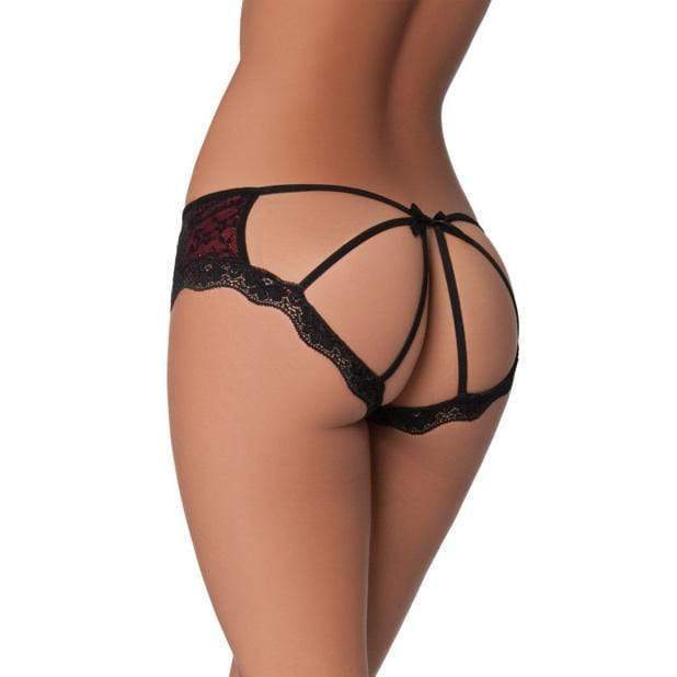 Oh La La Cheri - Cage Back Lace Panty X/L (Black/Red) -  Panties  Durio.sg