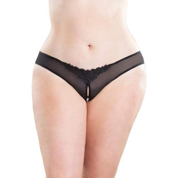 Oh La La Cheri - Crotchless Thong with Pearls 1X/2X (Black) -  Crotchless Panties  Durio.sg