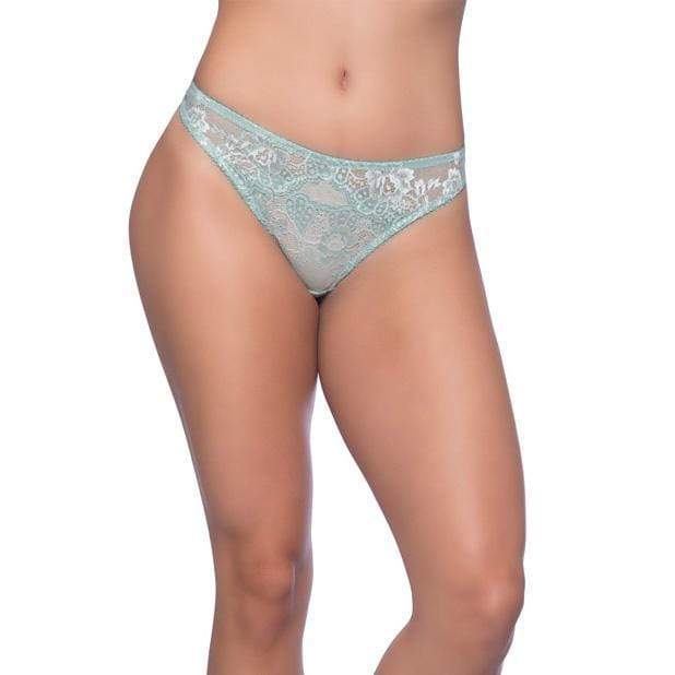 Oh la la cheri - Josilyn Lace Thong with Scalloped Edge Keyholes 2X (Green) -  Lingerie (Non Vibration)  Durio.sg