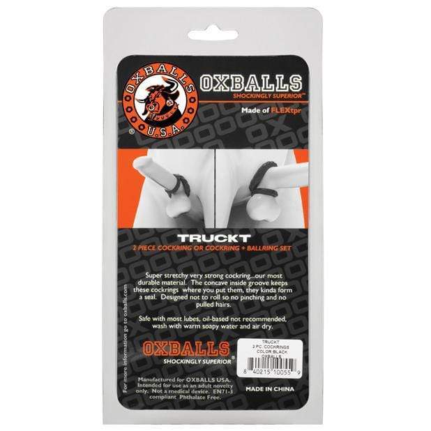 Oxballs - TruckT Cock & Ball Ring Set Pack of 2 (Black) -  Rubber Cock Ring (Non Vibration)  Durio.sg