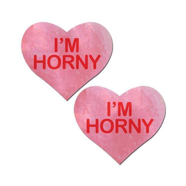 Pastease - I'm Horny Heart Pasties (Pink) -  Nipple Covers  Durio.sg