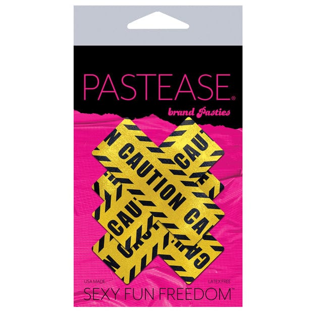 Pastease - Premium Caution Cross Pasties Nipple Covers O/S (Black/Yellow) -  Nipple Covers  Durio.sg