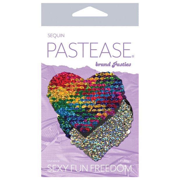 Pastease - Premium Color Changing Flip Sequins Heart Pasties Nipple Covers O/S (Rainbow) -  Nipple Covers  Durio.sg