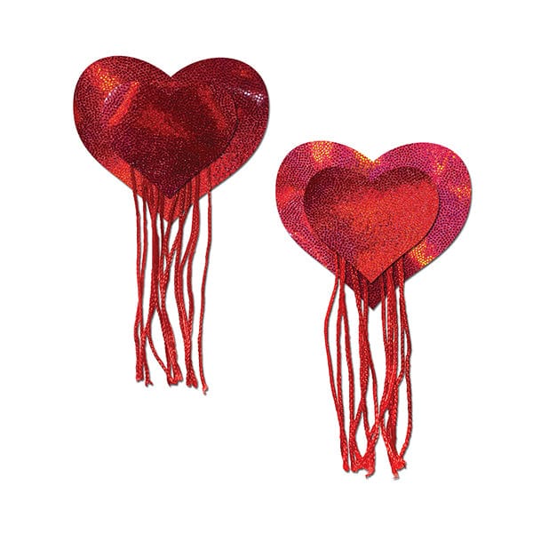 Pastease - Tassel Holographic Heart Pasties Nipple Covers O/S (Red) -  Nipple Covers  Durio.sg