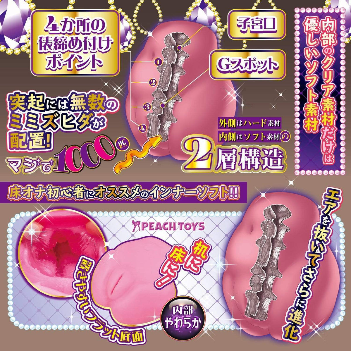 Peach Toys - Floor Icco Thightening Onahole 1.5kg (Pink) -  Masturbator Vagina (Non Vibration)  Durio.sg