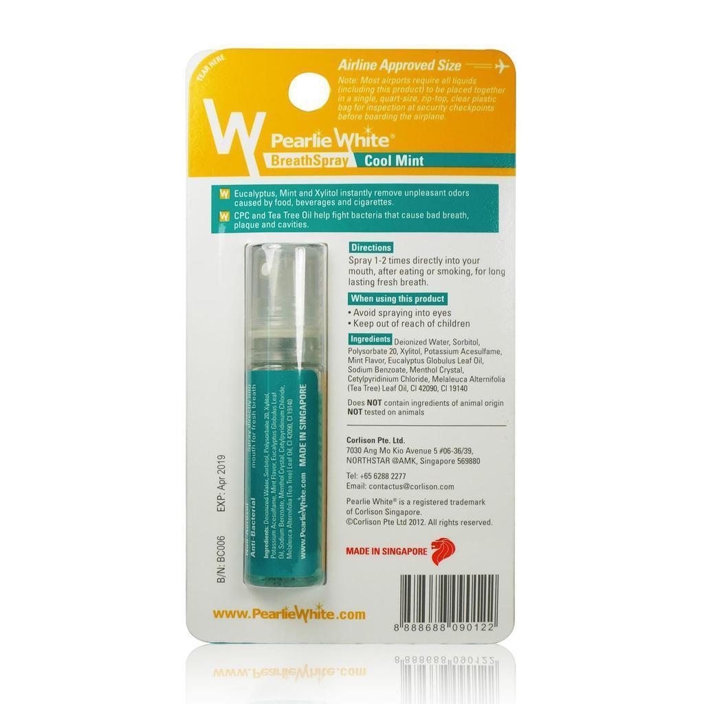 Pearlie White - Anti Bacterial Breathspray Alcohol Free CoolMint 8.5ml (Green) -  Body Care  Durio.sg