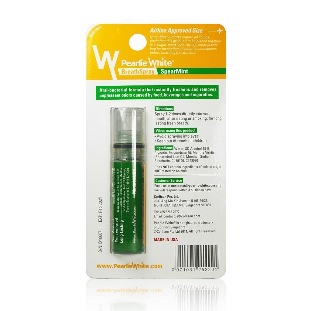 Pearlie White - Anti Bacterial Breathspray SpearMint 8.5ml (Green) -  Body Care  Durio.sg