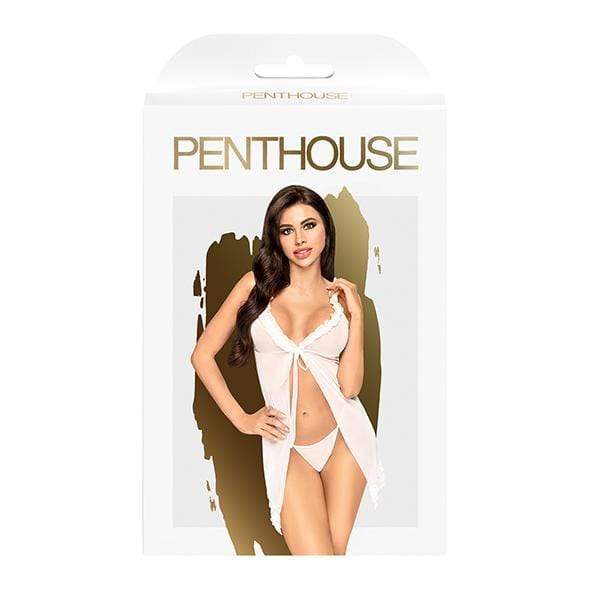Penthouse - After Sunset Ruffle Babydoll with Thong Chemise S/M (White) -  Chemises  Durio.sg