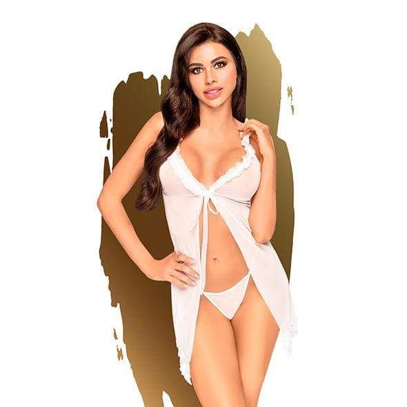 Penthouse - After Sunset Ruffle Babydoll with Thong Chemise S/M (White) -  Chemises  Durio.sg