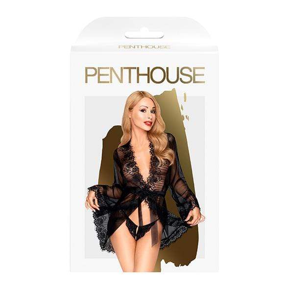 Penthouse - Hypnotic Power Short Kimono with Thong XL (Black) -  Robes  Durio.sg