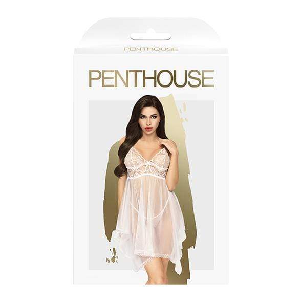 Penthouse - Naughty Doll Lace Babydoll with Thong Chemise L/XL (White) -  Chemises  Durio.sg