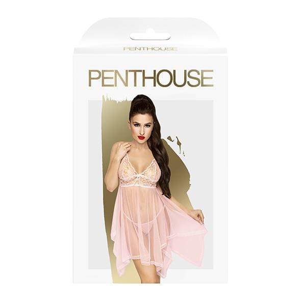Penthouse - Naughty Doll Lace Babydoll with Thong Chemise M/L (Light Pink) -  Chemises  Durio.sg