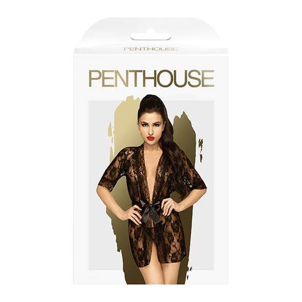Penthouse - Sweet Retreat Lace Kimono XL (Black) -  Robes  Durio.sg