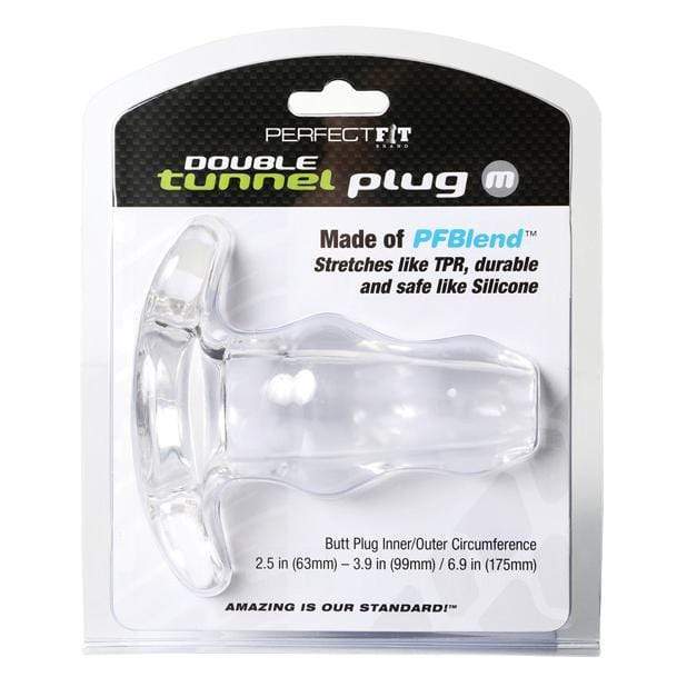 Perfect Fit - Double Tunnel Plug Medium (Clear) -  Anal Plug (Opened)  Durio.sg