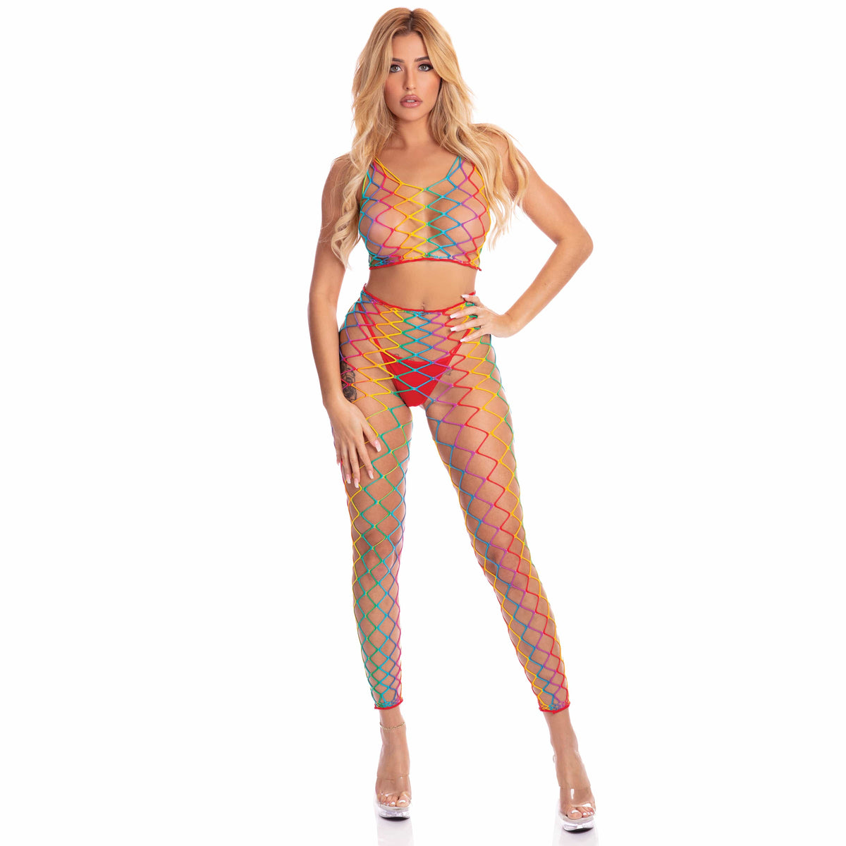 Pink Lipstick - Roy G. Biv 2Pc Bodystocking Costume O/S (Multicolor) -  Bodystockings  Durio.sg