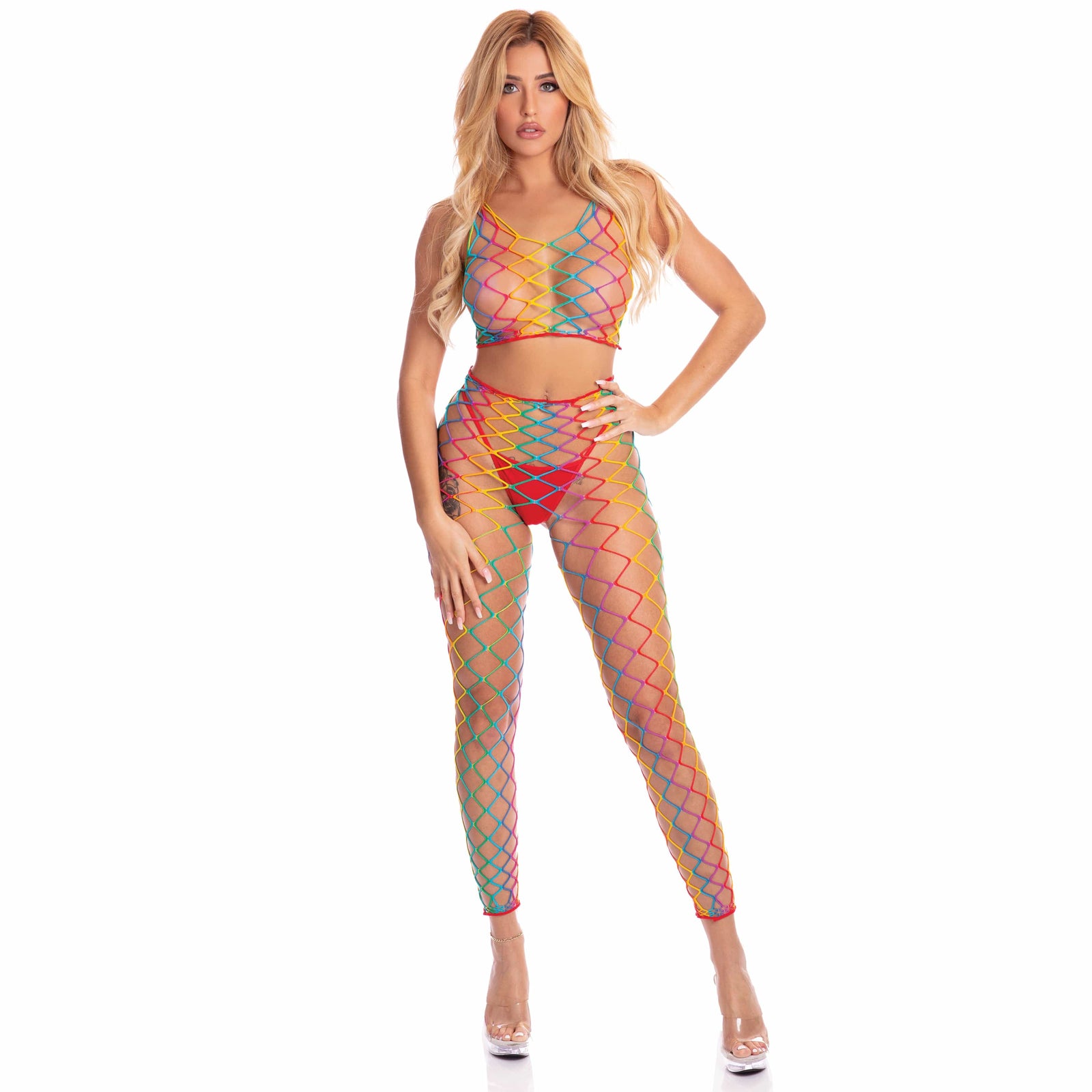 Pink Lipstick - Roy G. Biv 2Pc Bodystocking Costume O/S (Multicolor) -  Bodystockings  Durio.sg