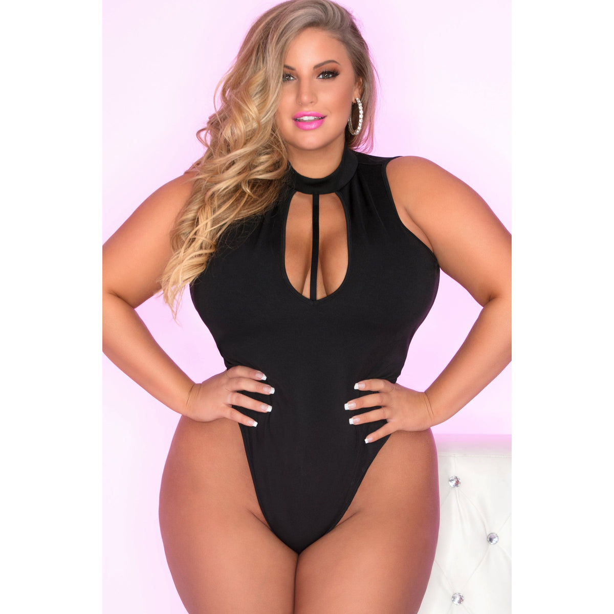 Pink Lipstick - Taking Risks Choker Bodysuit Costume 1X/2X (Black) -  Bodysuits  Durio.sg