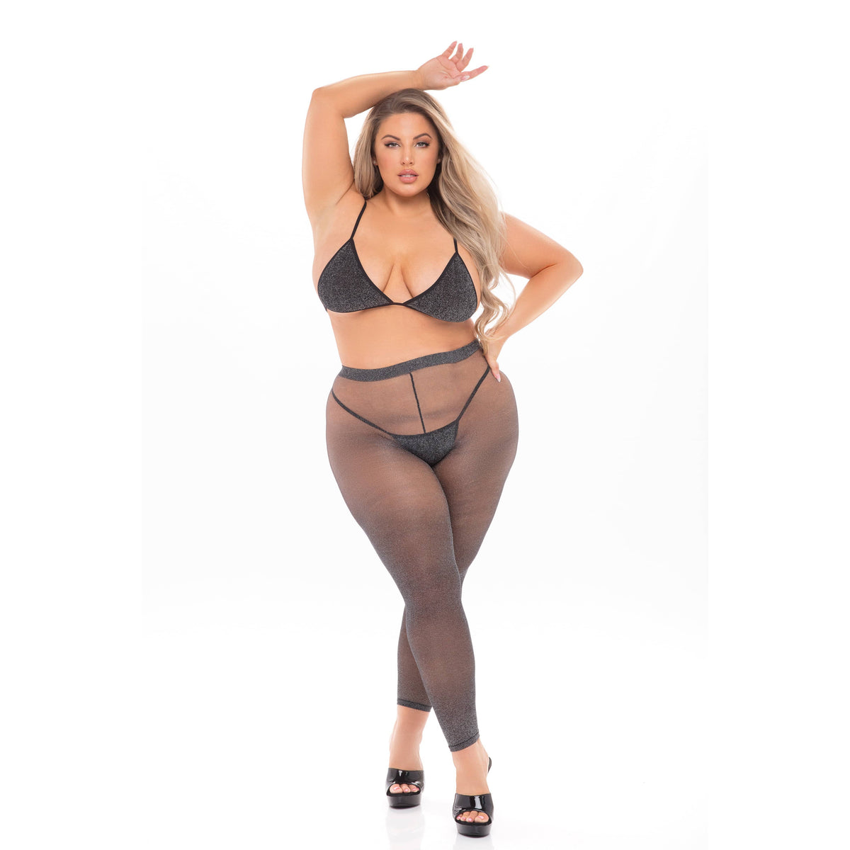 Pink Lipstick - Tall Order 3Pc Legging Lingerie Set Queen (Black) -  Lingerie Set  Durio.sg