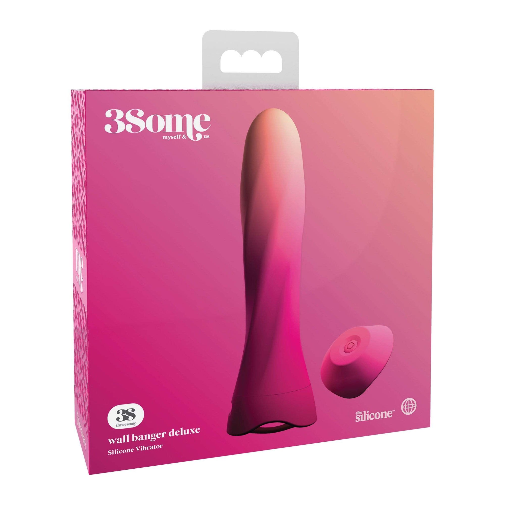 Pipedream - 3Some Myself and Us Wall Banger Deluxe Silicone Vibrator (Pink) -  Non Realistic Dildo w/o suction cup (Vibration) Rechargeable  Durio.sg