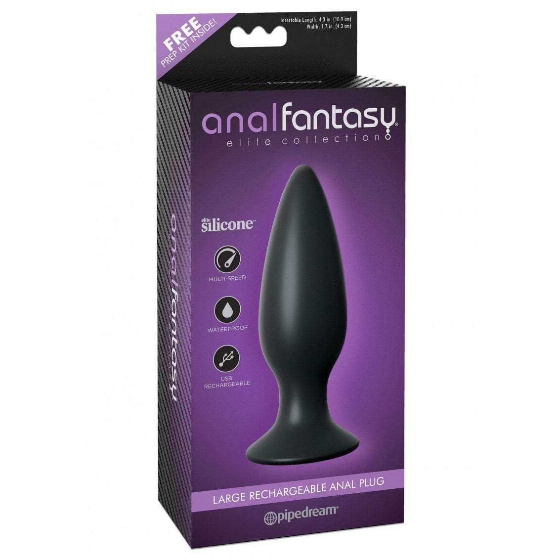 Pipedream - Anal Fantasy Elite Collection Rechargeable Anal Plug Large (Black) -  Anal Beads (Vibration) Rechargeable  Durio.sg