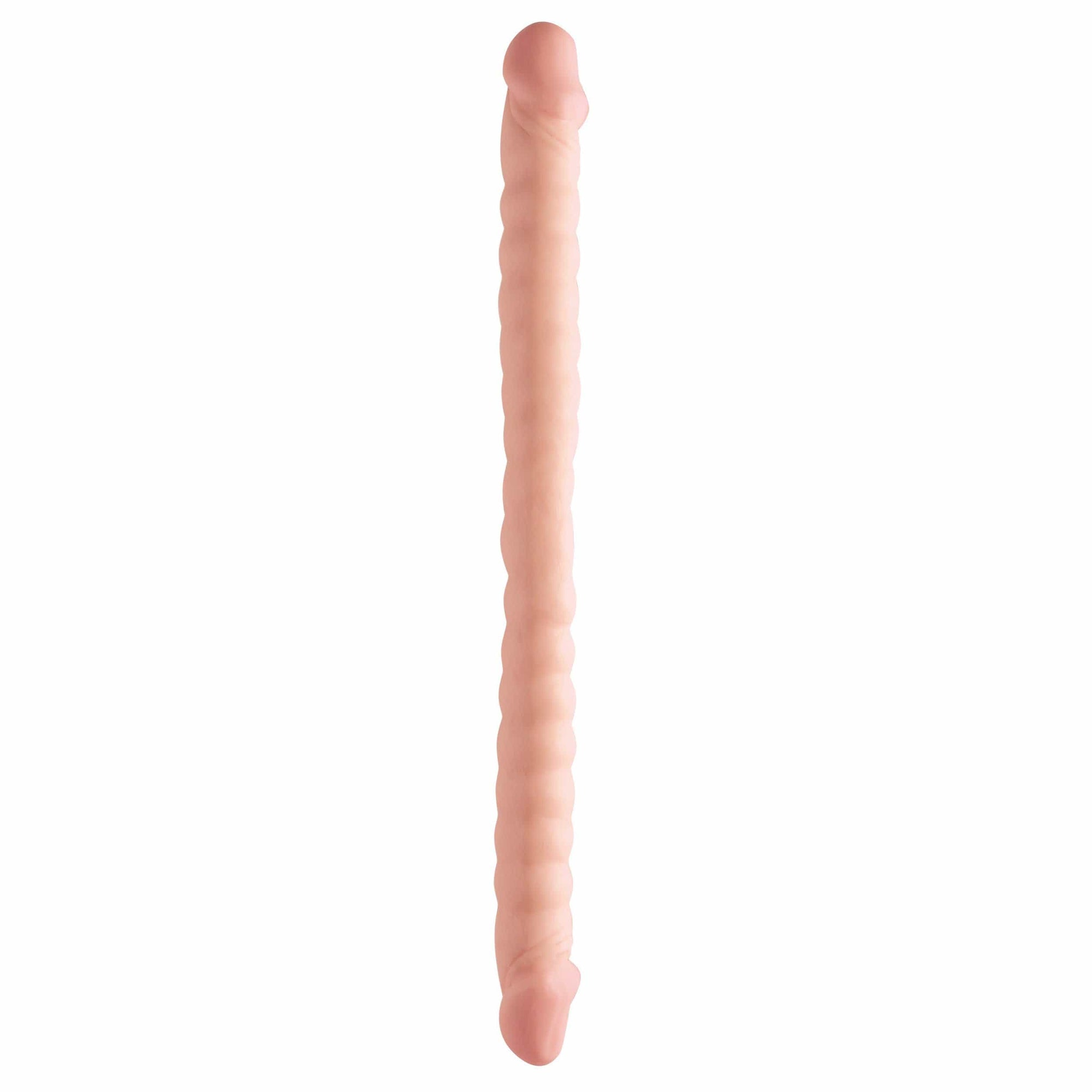 Pipedream - Basix Rubber Works Ribbed Double Dong 18" (Beige) -  Double Dildo (Non Vibration)  Durio.sg